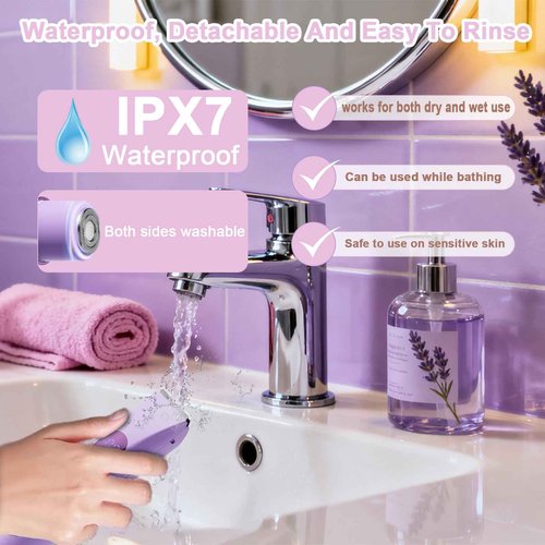 Bikini Trimmer Electric Razors for Women, Rechargeable Pubic Body Hair Trimmer 2-in-1 Electric Shaver for Legs Body Hair, Bikini Shaver (Purple)