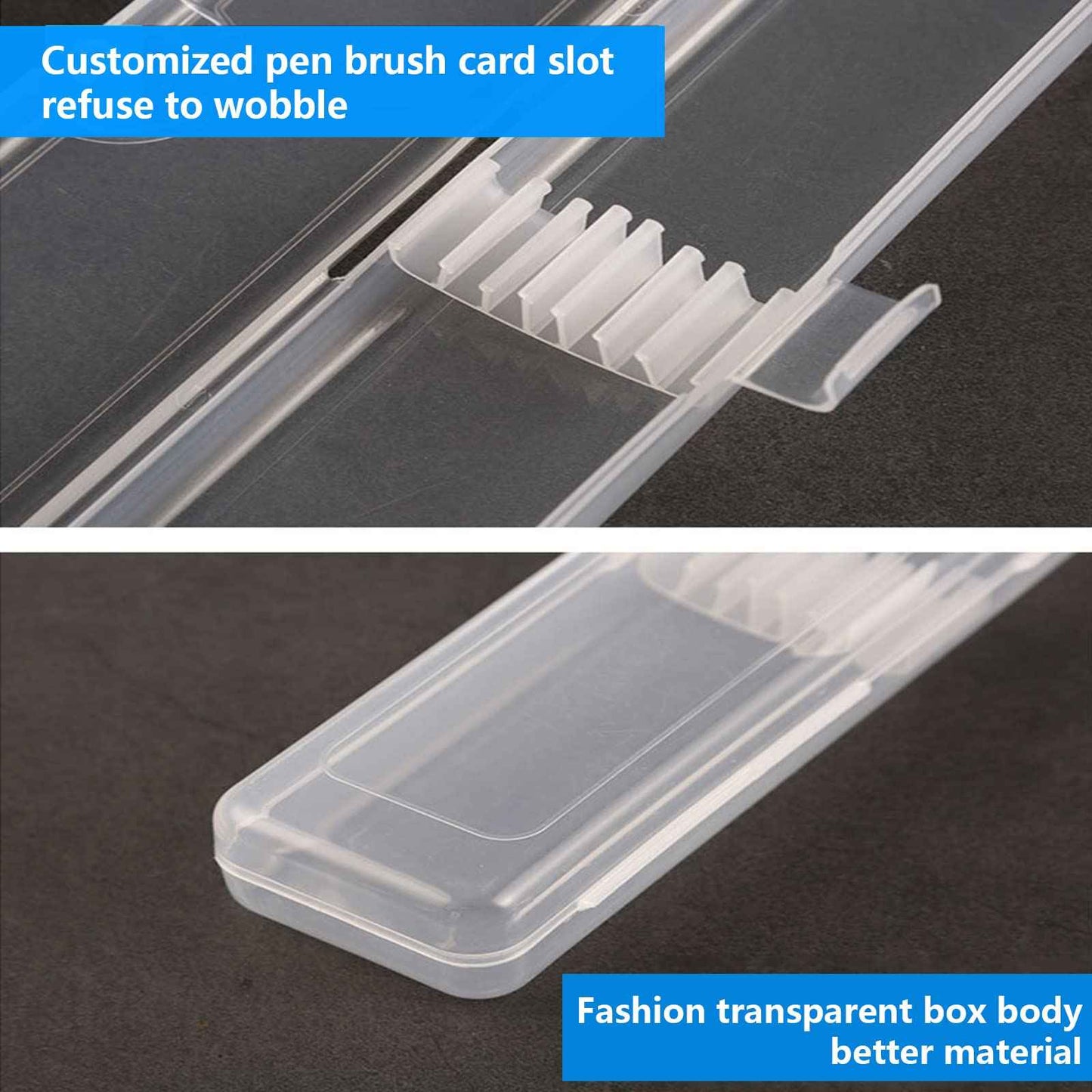 Portable Travel Cosmetic Brush Holder Dispenser Cutlery Storage Jar with Transparent Lid - Fixed Frame - Cotton Swab & Dental Floss Box - 3 pcs (8.4x1.9x1.2 in)