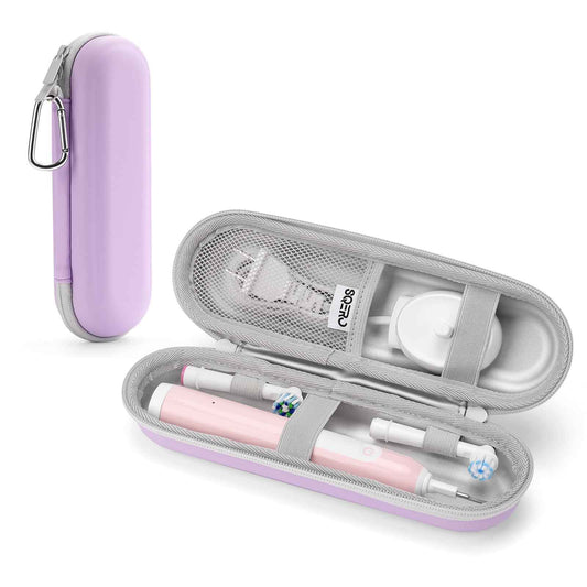 SQERO Electric Toothbrush Travel Case for Oral-B Pro/iO, Philips Sonicare/Aquasonic, Oral B Case for Brush Heads & Accessories, Portable Toothbrush Hard Carry Bag Waterproof PU