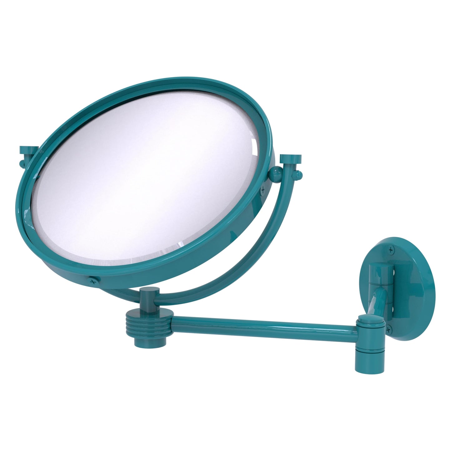 Allied Brass WM-6G/3X-GLT 8 Inch Wall Mounted Extending Make-Up Mirror 3X Magnification with Grooved Accent, Glokzin Teal
