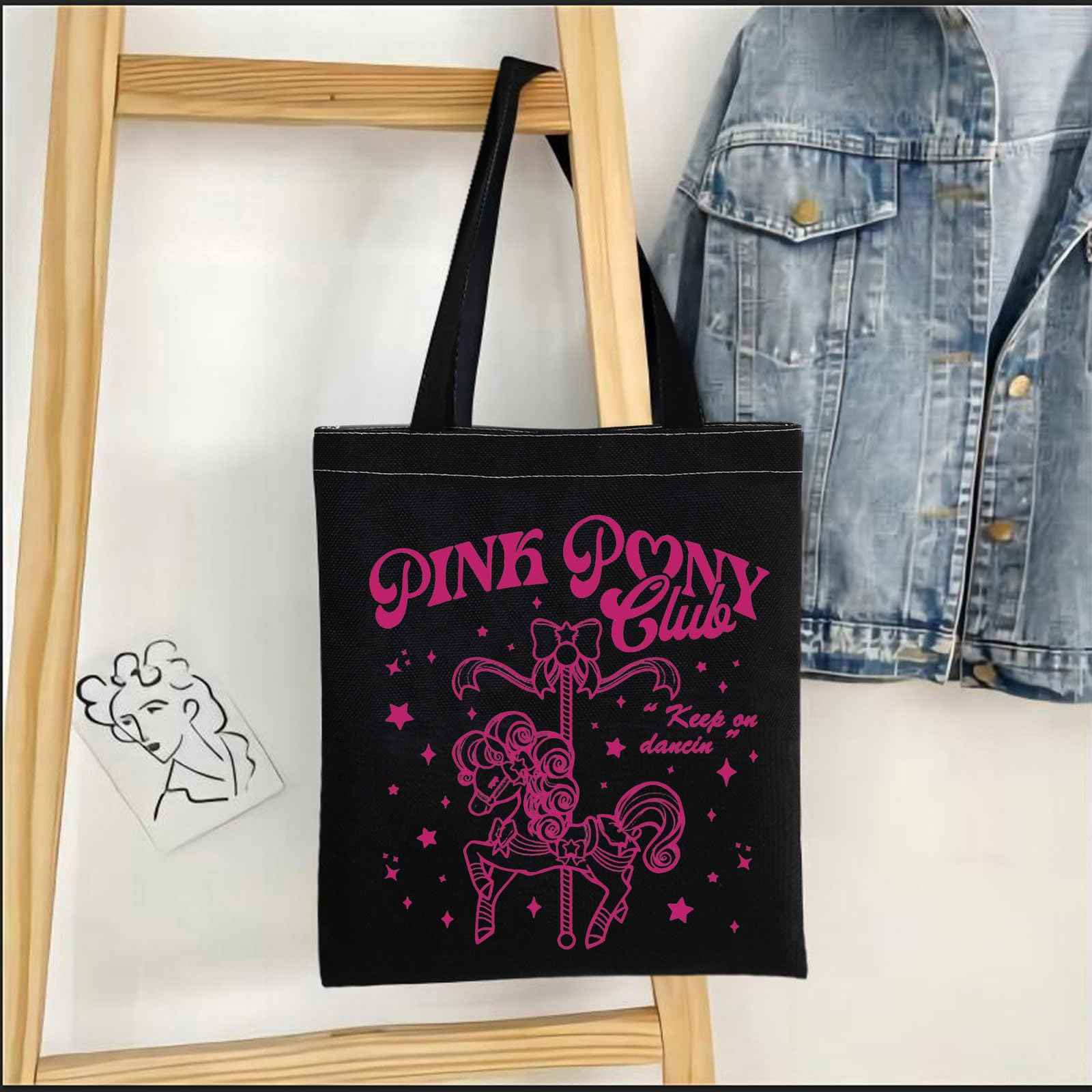 TOBGBE Singer Music Lover Gift Midwest Princess Pink Pony Club Shopping Bag Singer Fan Lyrics Music Concert Merch (West Club BK)