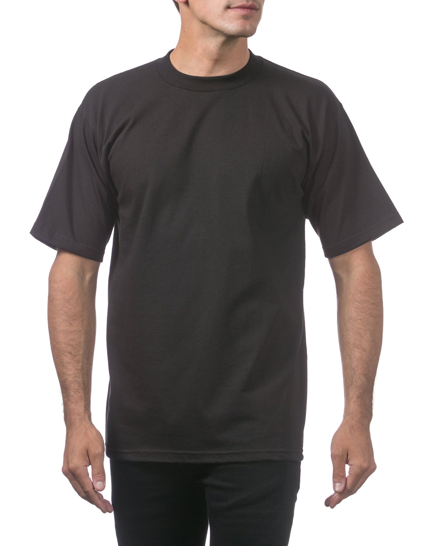 Pro Club Men's Heavyweight Cotton Short Sleeve Crew Neck T-Shirt, Black, Small