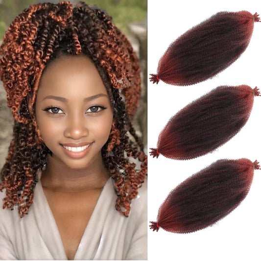 Springy Afro Twist Hair 16 Inch Pre stretched Kinky Spring Twist Hair For Distressed Soft Locs Natural Black Crochet Braids Twist Hair Synthetic Hair Extension For Women (16 Inch (Pack of 3), TB/350#)