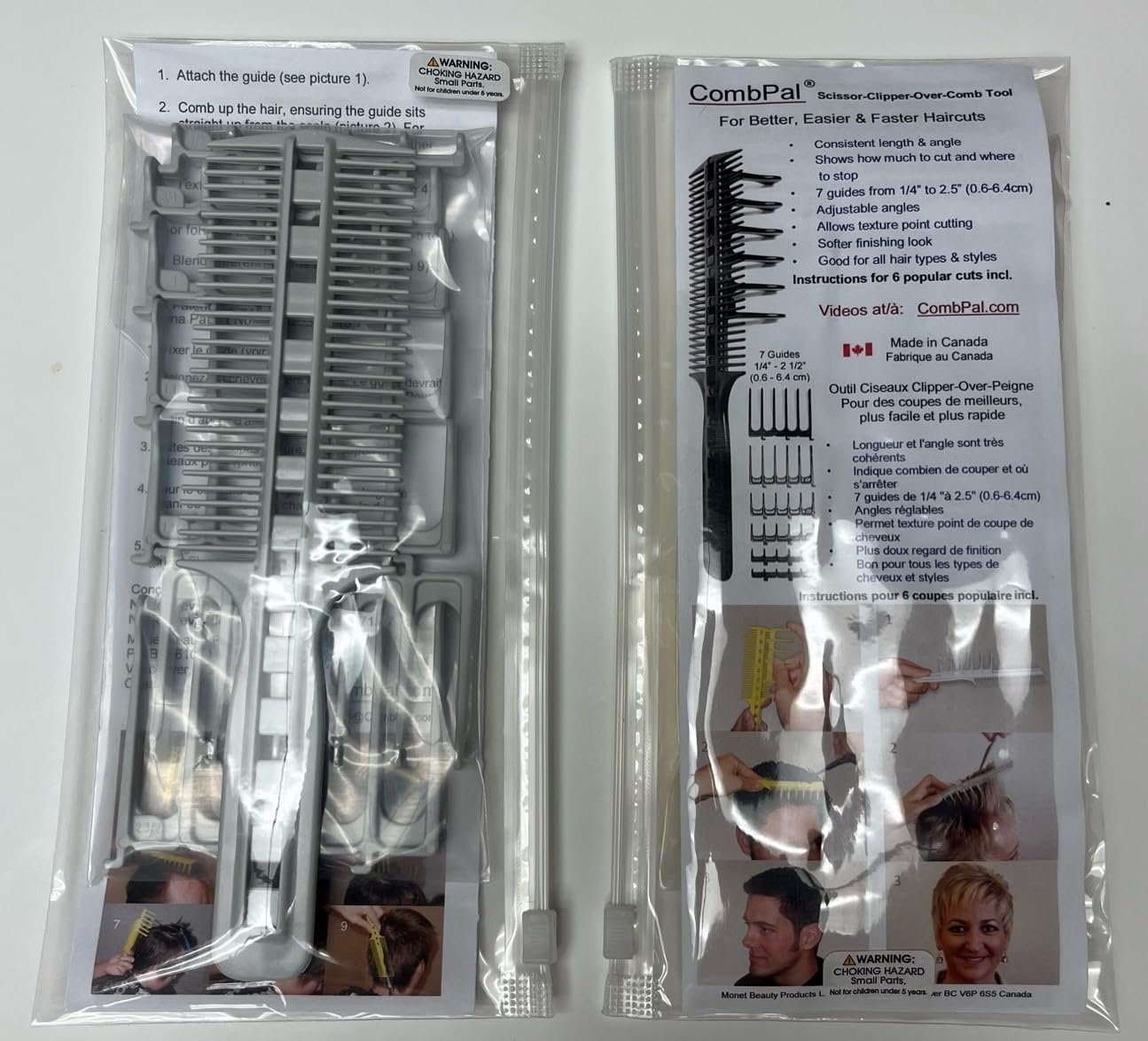 CombPal Scissor Clipper Over Comb - Barber Home Haircutting Guide Set (Classic Set, Gray)