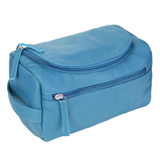 ELIZO Premium REAL Leather Toiletry Bag for Men Dopp Kitt Hanging Mens Toiletry Large TSA Toiletries Bag Shaving Grooming Bag Organizer Espresso (Blue, Large)