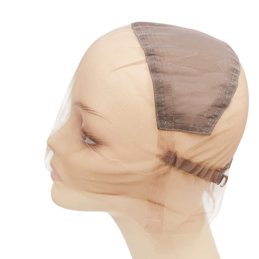 YANTAISIYU Full Lace Wig Cap Wig Base with Adjustable Strap Hairnet Cap for Making Wig Caps (Brown M 22inch)