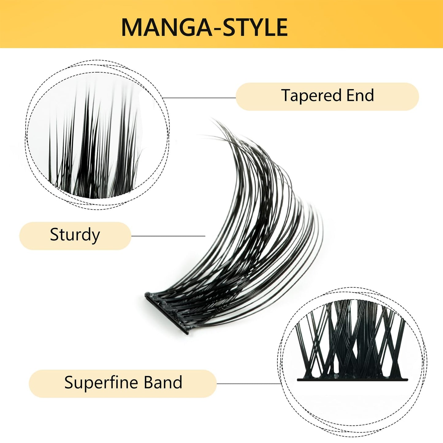 LANKIZ Manga Lash Clusters, Wispy Individual Lashes with Bottom Lashes, Anime Cosplay Eyelashes Extension, DIY Manhua False Mink Lashes for Makeup