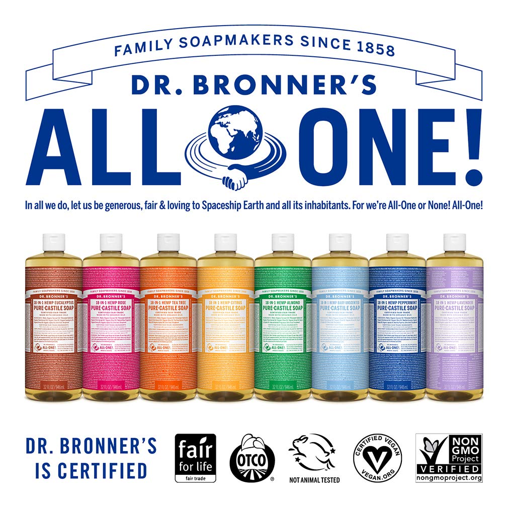 Dr. Bronner's Pure-Castile Liquid Soap – Citrus Bundle. 32 oz. Bottle and 2 oz. Travel Bottle