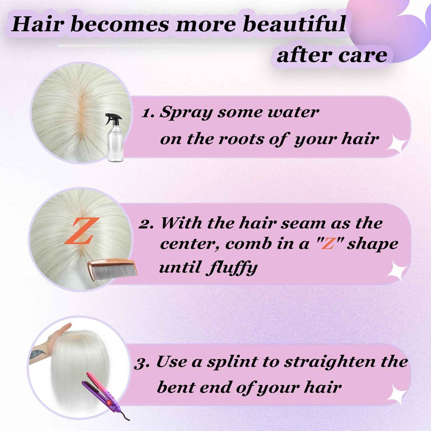 Hair Toppers for Women Real Human Hair， 360° 3D Cover Hair Topper Clip in Bangs 10 Inch Realistic Scalp Pieces for Women with Thinning Crown (Black, Wispy Bangs)