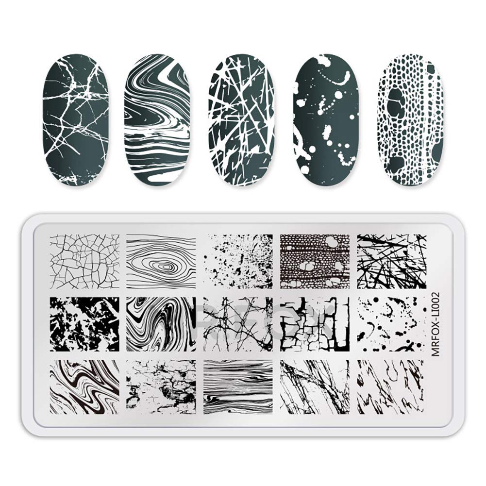 Mr. Fox Nail Print Board Set Graffiti Star Marble Pattern Bark Pattern Lace Abstract Pattern Art DIY hot Stamping Template