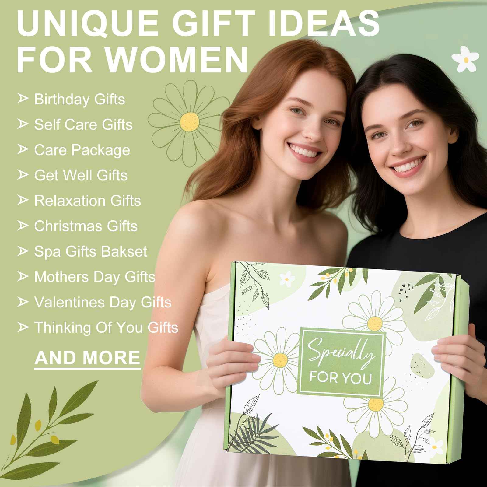 Birthday Gifts for Women, Self Care Gift Get Well Soon Gifts Basket for Women, Flower Relaxing Spa Gift Basket Bath Set,Unique Luxury Self Care Box Gift for Mom Her Wife Sister Girlfriend, Girl Friend