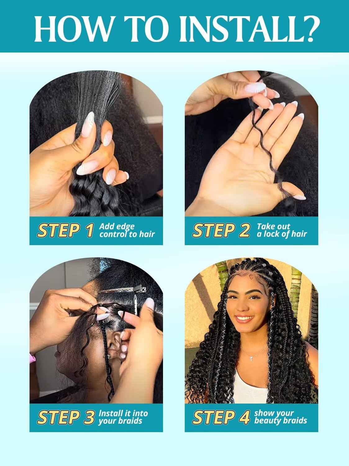 100g 3 Bundles/Pack Burgundy Human Braiding Hair for Boho Braids 14 Inch Curly Boho Hair for Braiding Knotless 12A Deep Wave Bulk Bohemian Color 99J