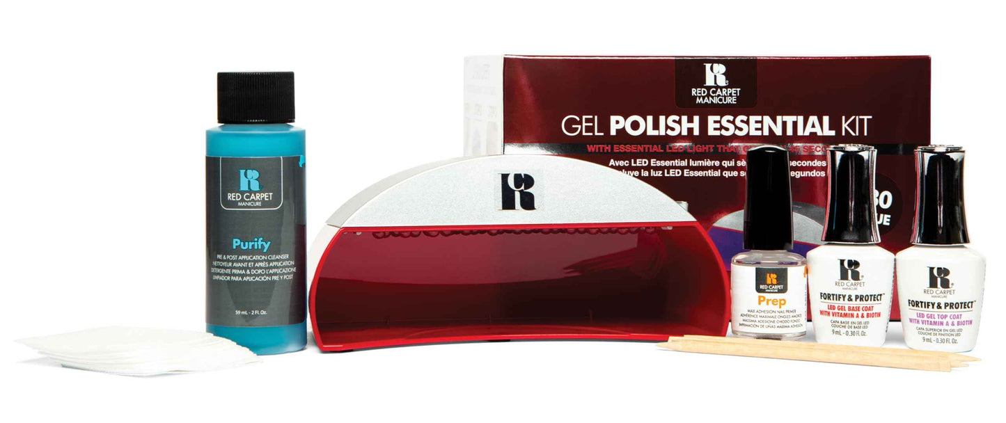 RC Red Carpet Manicure Fortify & Protect Kit - Complete Gel Nail System with LED Light. Long-Lasting, Chip-Free, Glossy Nails, Nail Care, Strong, Chip-Resistant (Fortify & Protect Essentials Kit)