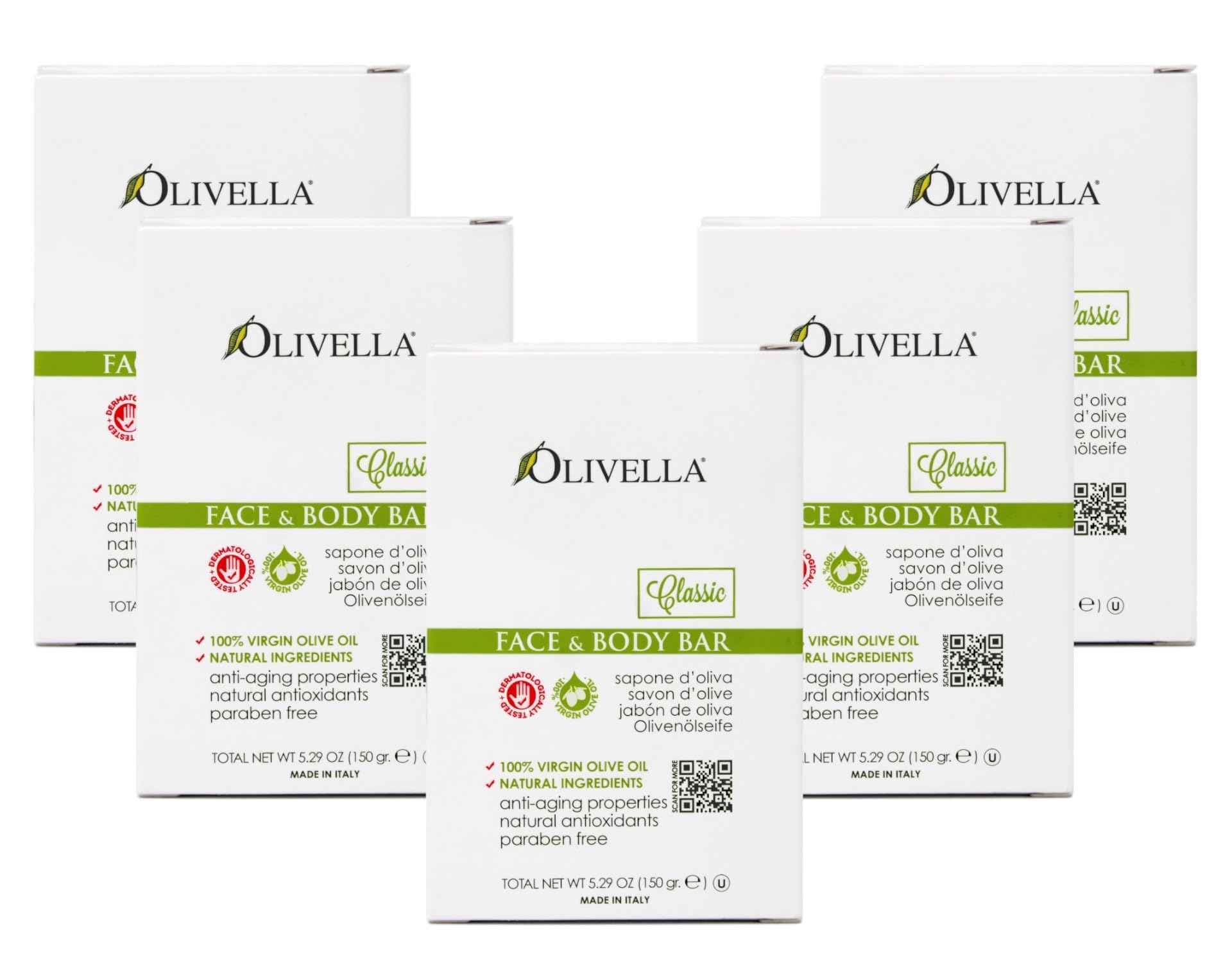 Olivella All Natural 100% Vigin Olive Oil Face & Body Soap, Original 5.29 oz (Pack of 5)5