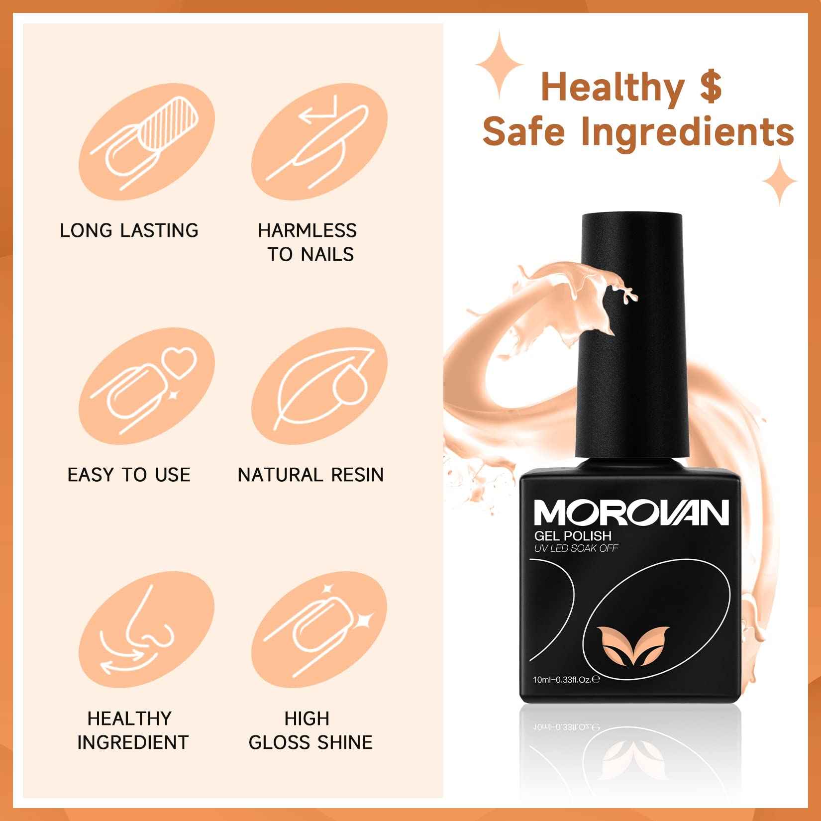 Morovan Gel Nail Polish Set - 36 Colors With UV Light, 48W Lamp, Base & Top Coats, Tools, Pure & Glitter Soak Off Kit, Large Capacity Manicure Starter Set, Gifts for Women