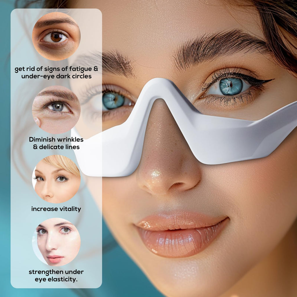 WINTER PLUM Under Eye Red Light Therapy Glasses, Under Eye Red Light Therapy Device Eye Glasses Massager Red Light Therapy for Face Under Eye Device Reduce Dark Circles Relax Eye Strain