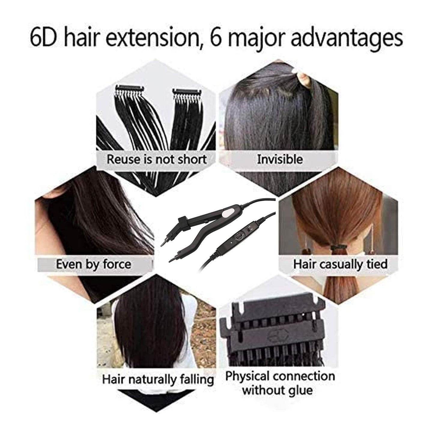 Heat Hair Connector Adjustable Temperature Heating Tip Hair Extension Iron, Fusion Hair Extension Iron Keratin Bonding Tools