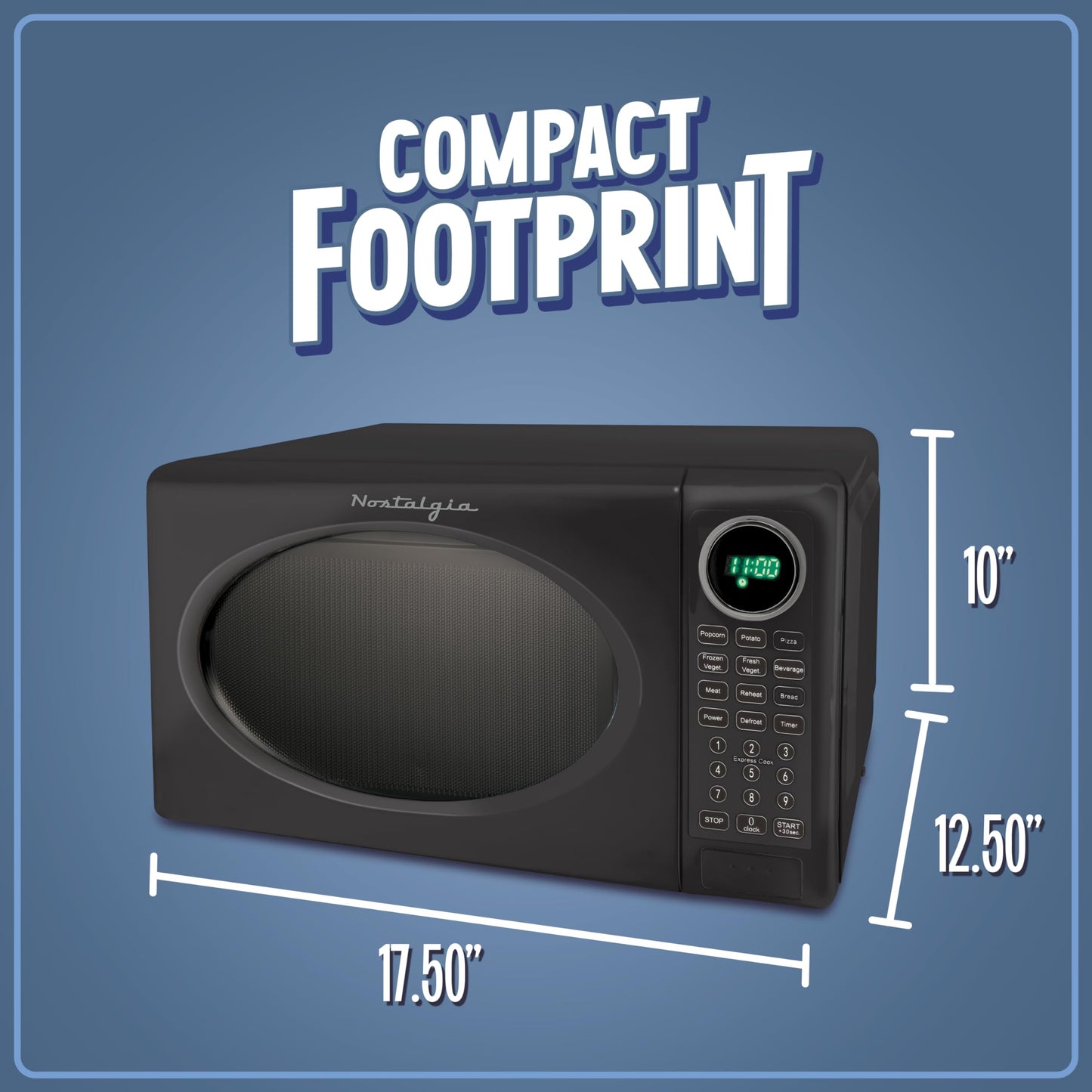 Nostalgia Modern Retro Countertop Microwave Oven - 700-Watt - 0.7 cu ft - Retro Microwave and Accessory Bundle with Popcorn Popper, Egg Poacher / Omelet Cooker, and Divided Plate with Cover - Black