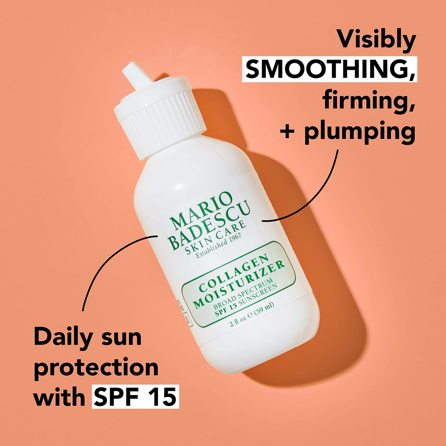 Mario Badescu Collagen Face Moisturizer for Women and Men with SPF 15 for Combination & Sensitive Skin, Daytime Moisturizer Face Cream with Collagen & Cottonseed Oil, 2 Fl Oz