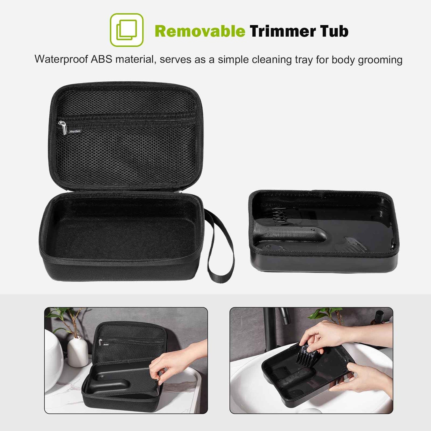 ProCase Hard Case for Meridian Trimmer and Shaver, Electric Groin Body Pubic Hair Trimmer Organizer, Travel Carrying Bag for Electric Razor and Accessories, With Removable tray -Black (Case Only)