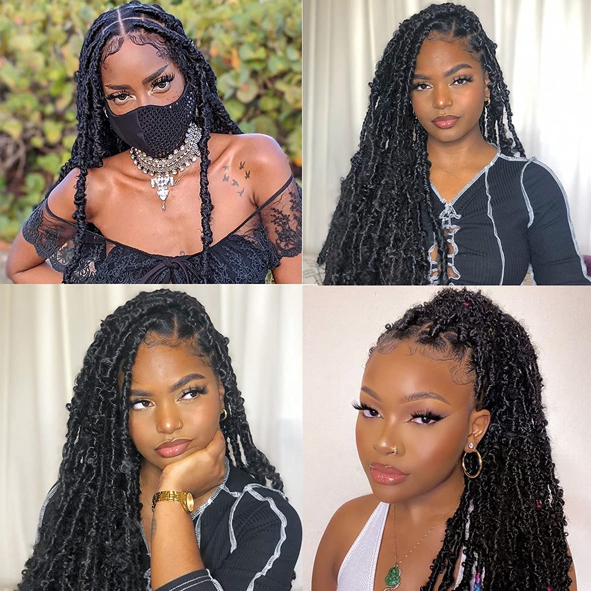 ZRQ Butterfly Locs Crochet Hair 18 Inch 6 Packs Pre Looped Distressed Crochet Braids Most Natural Hair Extension for Black Women (18 Inch,1B)