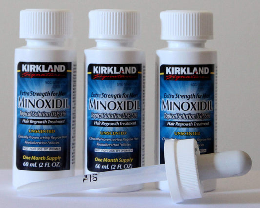 Minoxidil-5% Extra Strength Hair Regrowth for Men, 3 Count, 2 Ounce Bottles