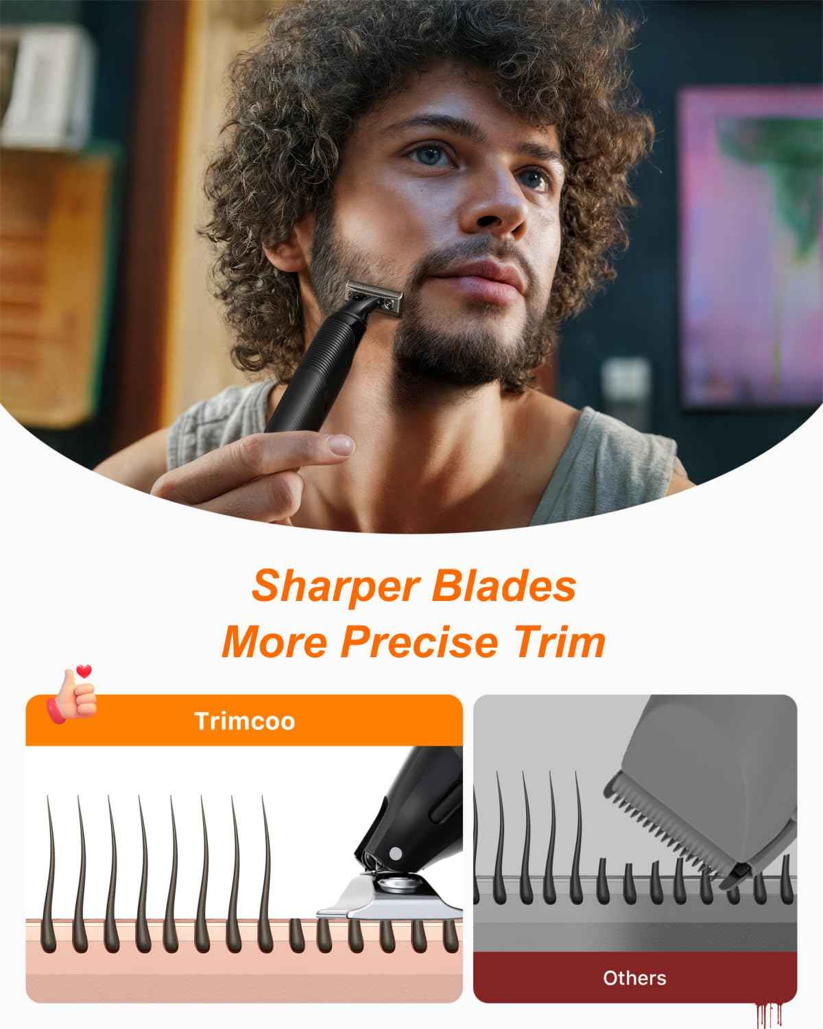 Trimcoo [2025 Upgraded Beard & Body Hair Trimmer for Men [All-in-One] USB-C Fast Charging, Groin & Ball Hair Painless Electric Shaver, Travel Razors, Waterproof Wet/Dry Groomer, Black(Lite)