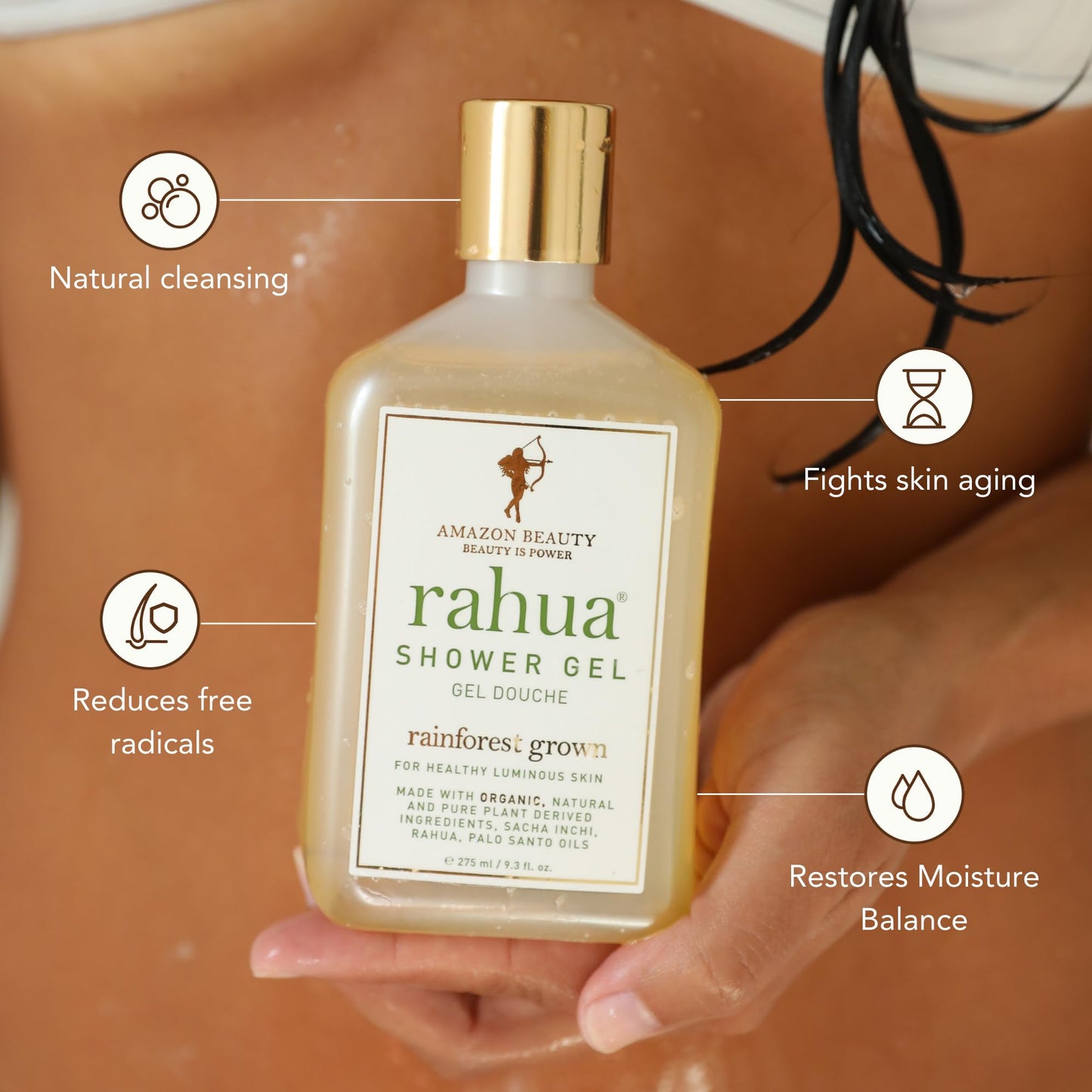 Rahua Shower Gel 9.3 Fl Oz, Natural Body Wash Soap Made with Plant Based Organic Ingredients, Vanilla, Palo Santo, Lavender, Eucalyptus, Polyphenols, For Skin's Moisture Balance, All Skin Types