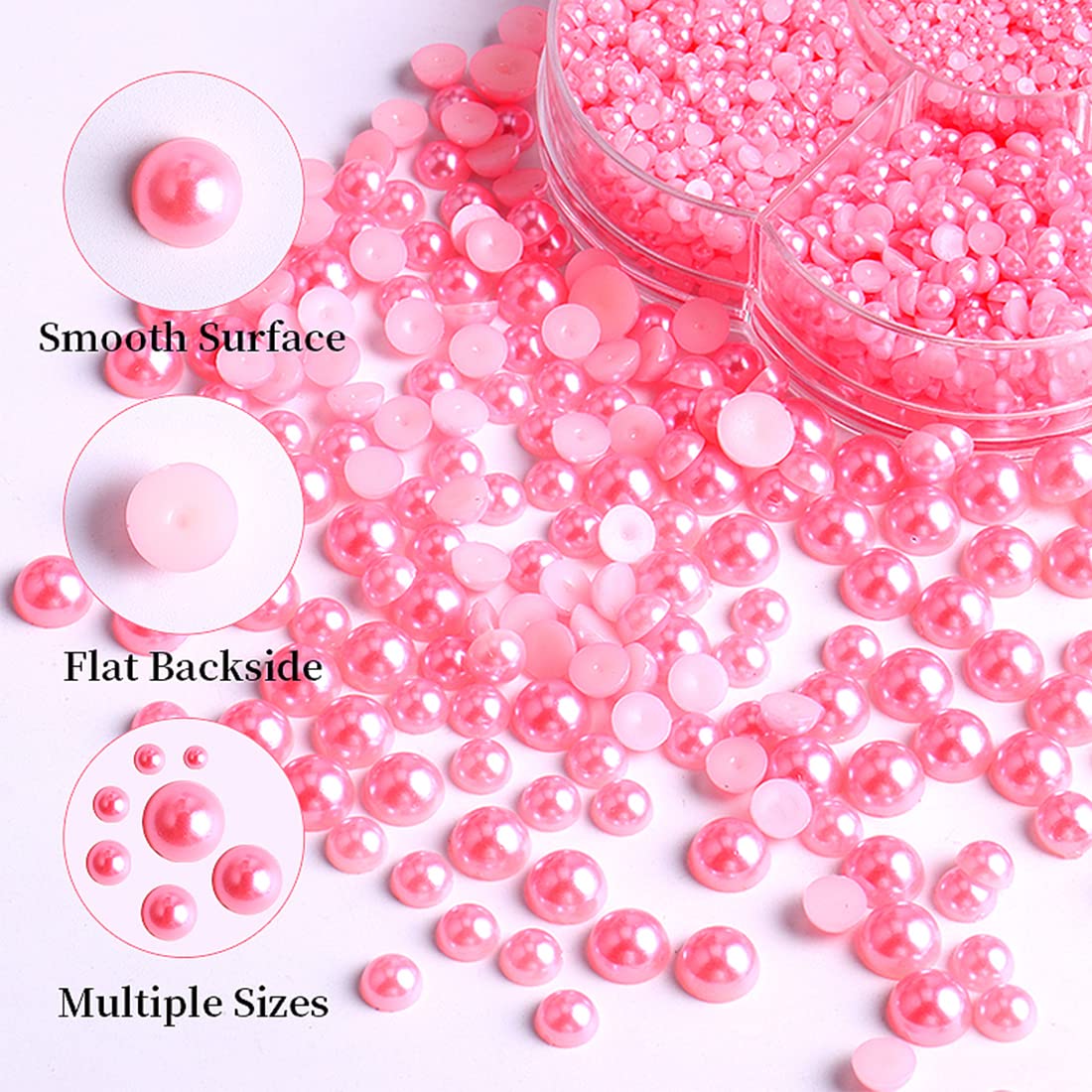 5800Pcs Half Pearls for Crafts, Flatback Pearls for Artwork Making, DIY Rhinestones Accessory Nail Art,Face Gems Jewels Flat Back Craft Pearls for Artist Creative - Peach