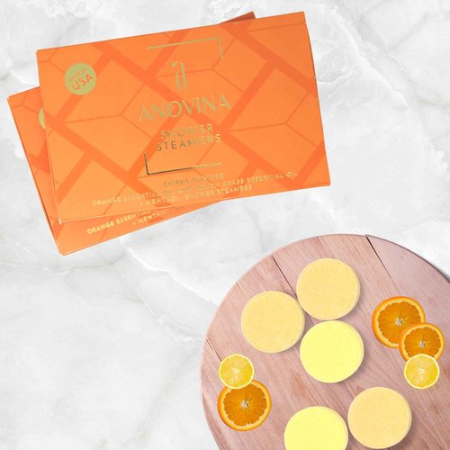 Anovina 12XL Citrus Shower Steamers – Aromatherapy Gift Set Made in USA – Spa-Like Shower Tablets for Women & Men