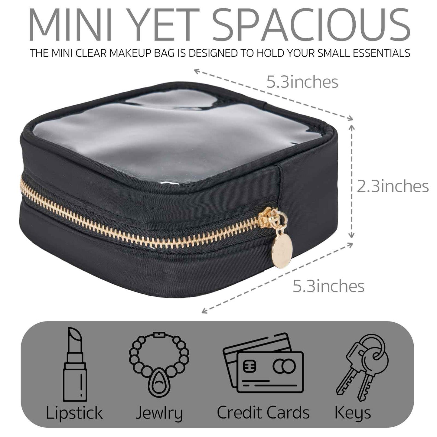 Mini Diaper & Makeup Bag Organizer - Clear Pouches for Purse, Travel Toiletry Essentials