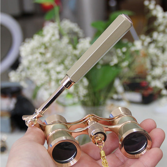 Yourelexit® Opera Glasses Binoculars Lorgnette Theater Optical Glasses Mini Compact Lightweight Built-in Foldable Adjustable Handle with Neck Chain Vintage Adults Kids Women in Musical Concert Cinema