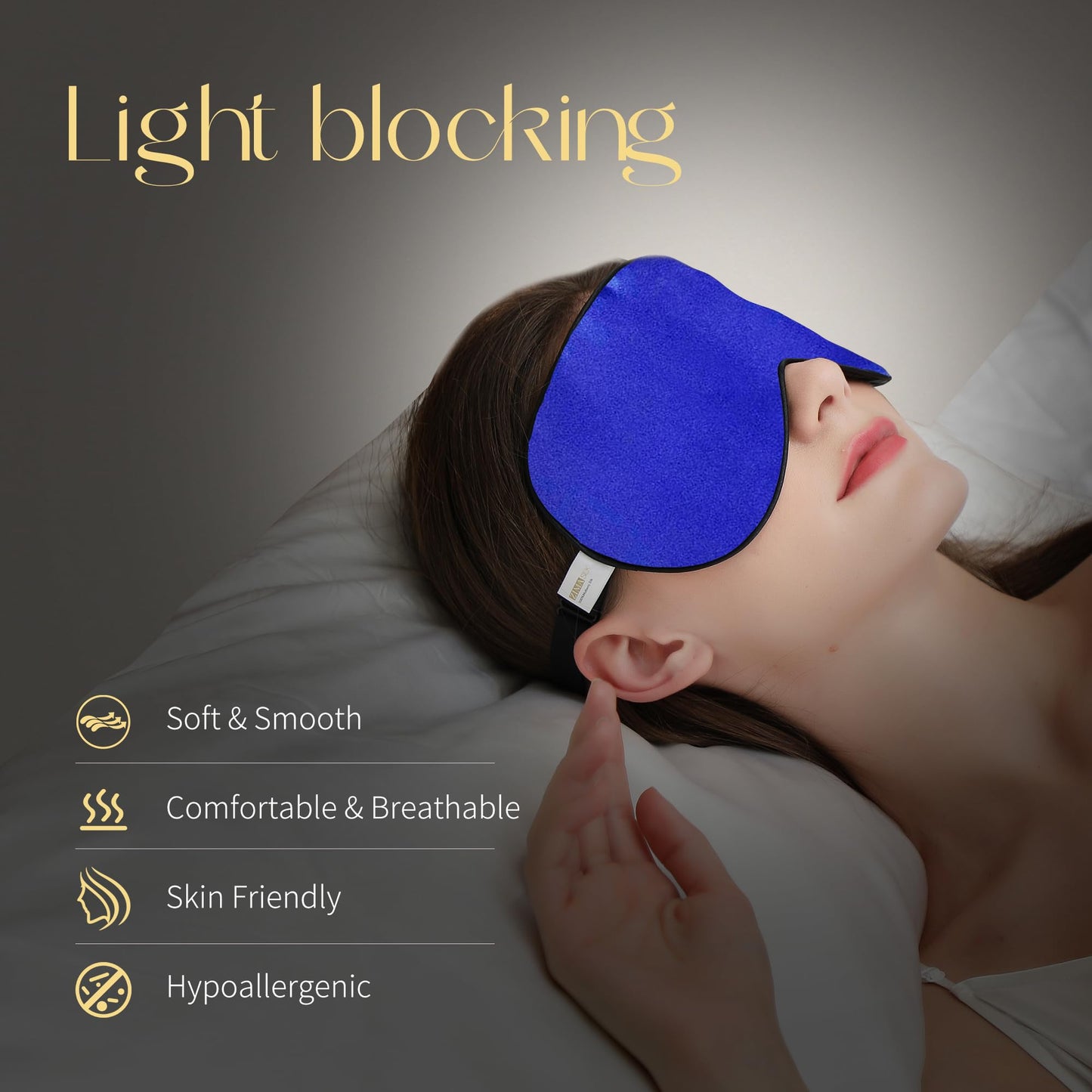 ZIMASILK 100% Natural Silk Sleep Mask Blindfold,Adjustable Super-Smooth Soft Eye Mask for Sleep with Bag(Royal Blue)