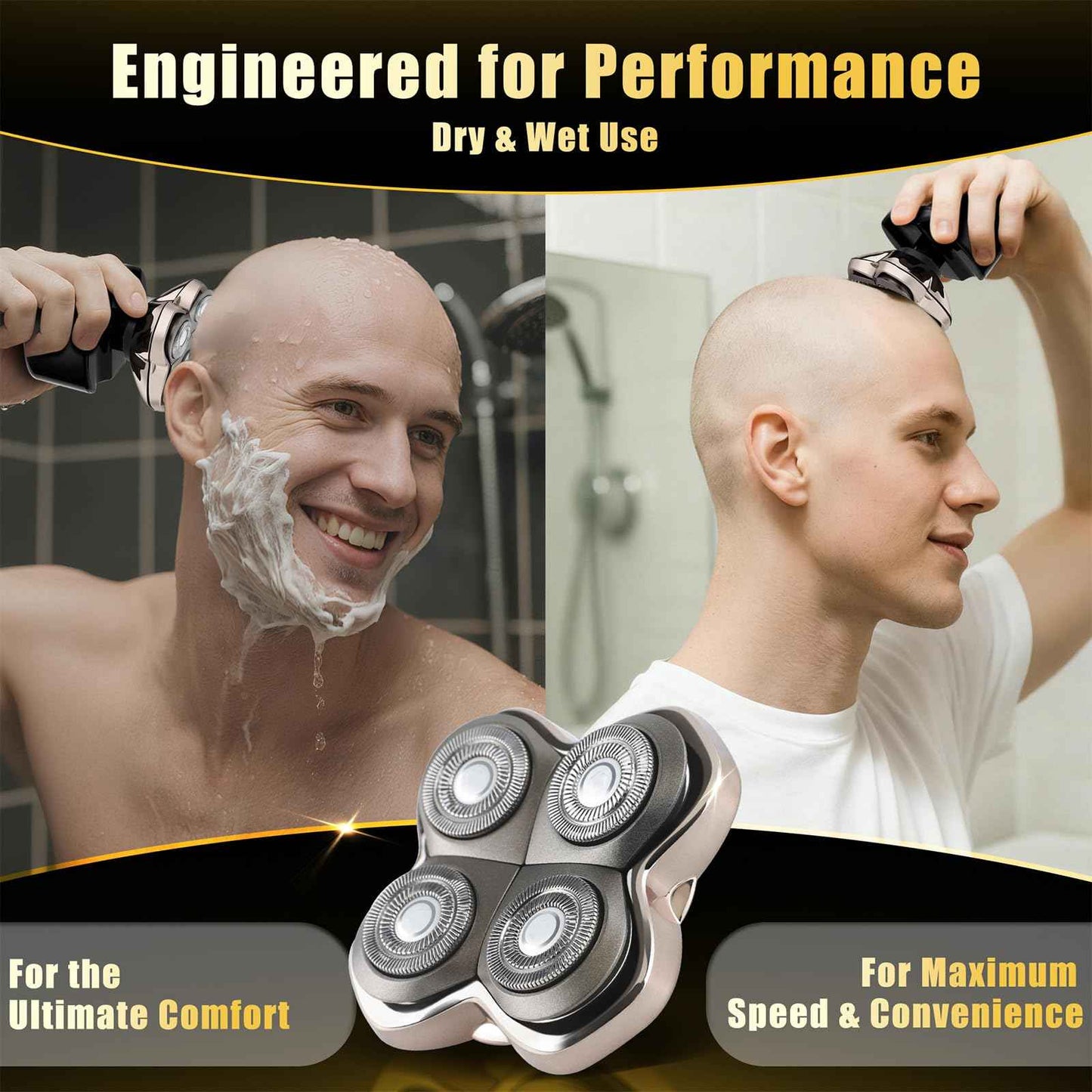 Razor Replacement Blades - Forte PRO 4 Head Compatible with Skull Shaver Pitbull Pro - for Pitbull Silver Gold PRO SX5 & Palm MX5 & Butterfly Kiss Pro - Bald Men Electric Shavers Accessories