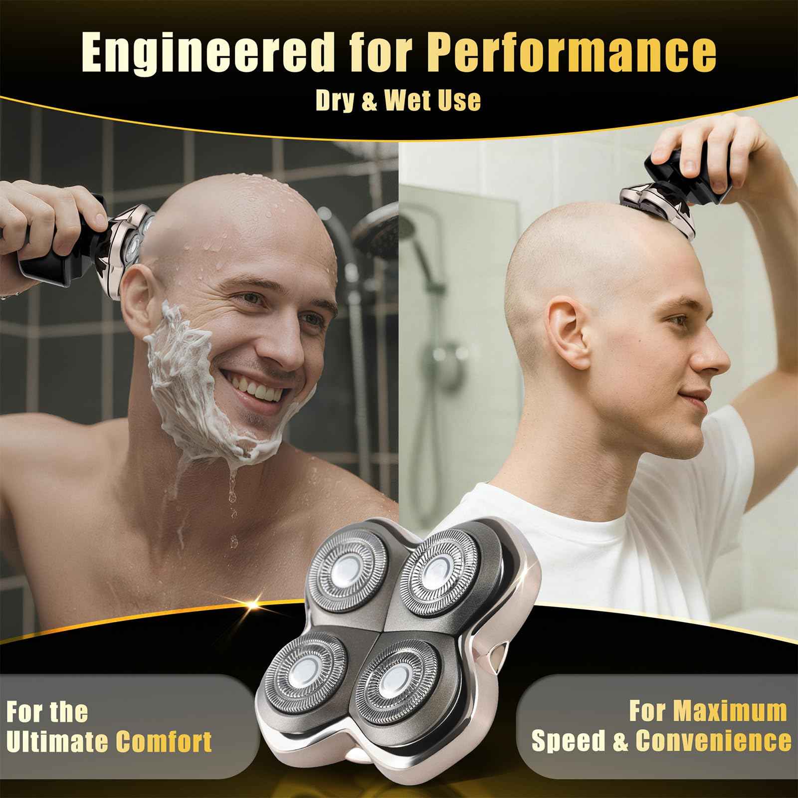 Razor Replacement Blades - Forte PRO 4 Head Compatible with Skull Shaver Pitbull Pro - for Pitbull Silver Gold PRO SX5 & Palm MX5 & Butterfly Kiss Pro - Bald Men Electric Shavers Accessories