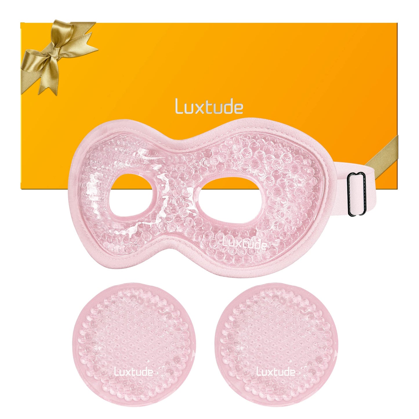 Luxtude Gel Eye Mask Cooling Eye Masks for Dry Eyes, Hot Cold Eye Ice Pack Reusable Cold Eye Mask, Frozen Cold Eye Compress for Puffiness/Dark Circles/Headaches/Eye Bags/Pain Relief (Pink)