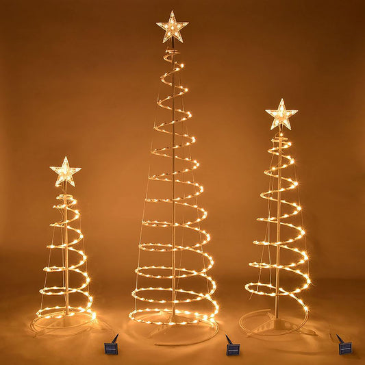 Queens of Christmas 3 Pack of Spiral Trees with Warm White LEDs (LED-3PK-SPTR-WW)