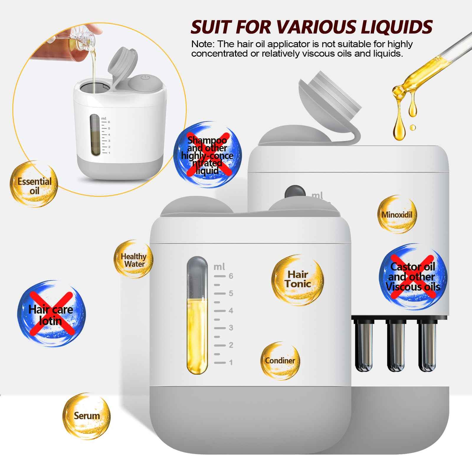 Pawfan Minoxidil Applicator, Hair Oiling Applicator, Root Comb Applicator，Scalp Oil Dispenser, 2-in-1 Hair Growth Oil Applicator and Scalp Massager for Hair Treatment and Growth