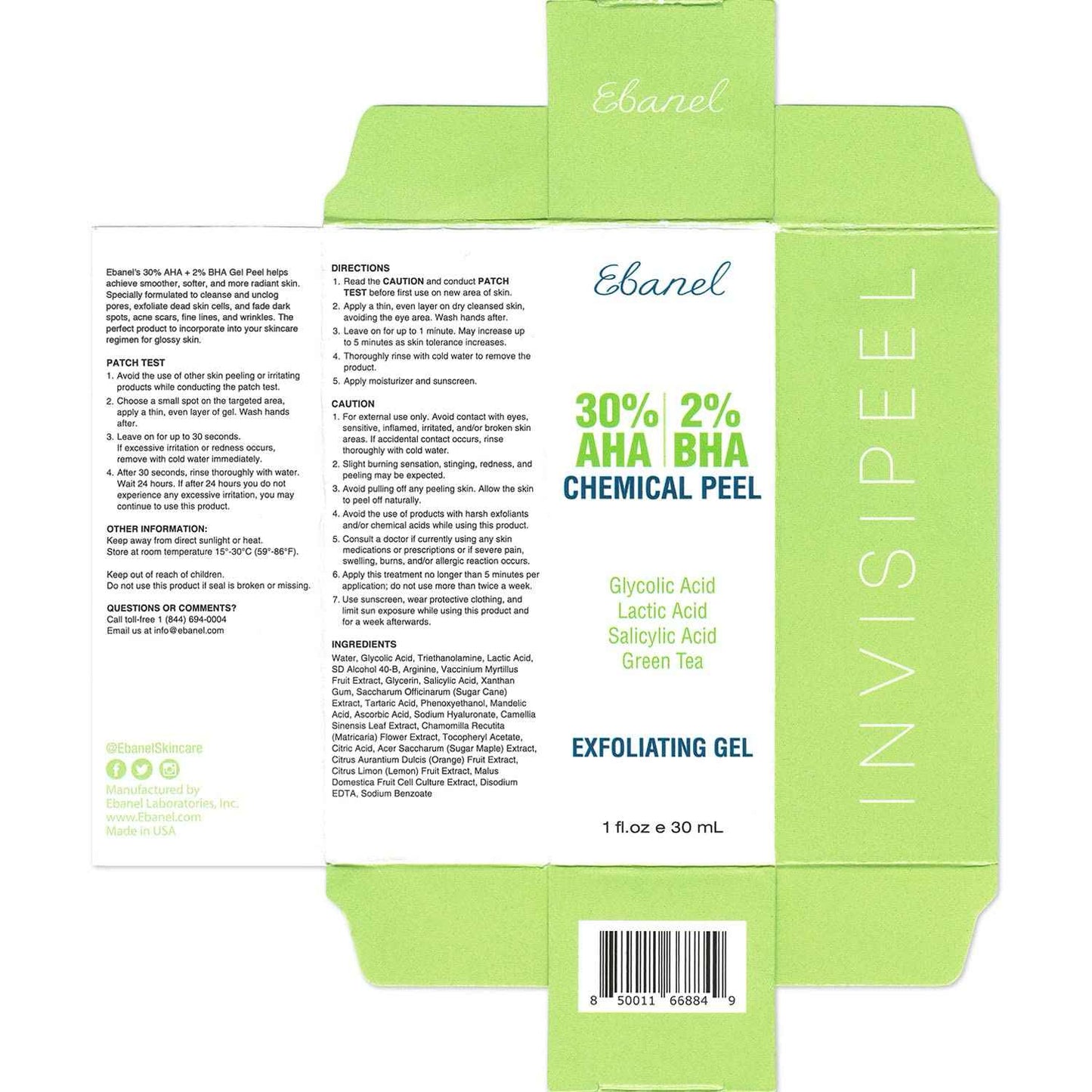 Ebanel Bundle of Gentle Exfoliating Face Scrub Peeling Gel and 30% AHA 2% BHA Chemical Peel Exfoliant Gel