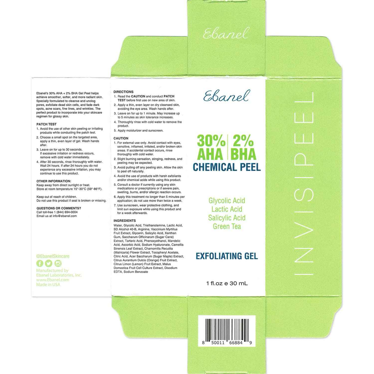 Ebanel Bundle of Gentle Exfoliating Face Scrub Peeling Gel and 30% AHA 2% BHA Chemical Peel Exfoliant Gel