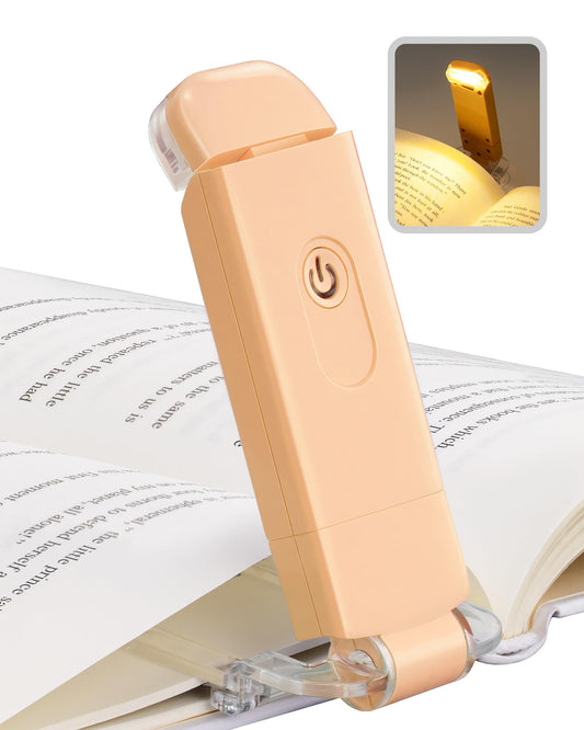 DEWENWILS USB Rechargeable Book Reading Light, LED Clip on Booklight Flexible Reading Lights in Bed, Car at Night, Warm White, Brightness Adjustable, Perfect for Bookworms, Kids (Peach Fuzz)