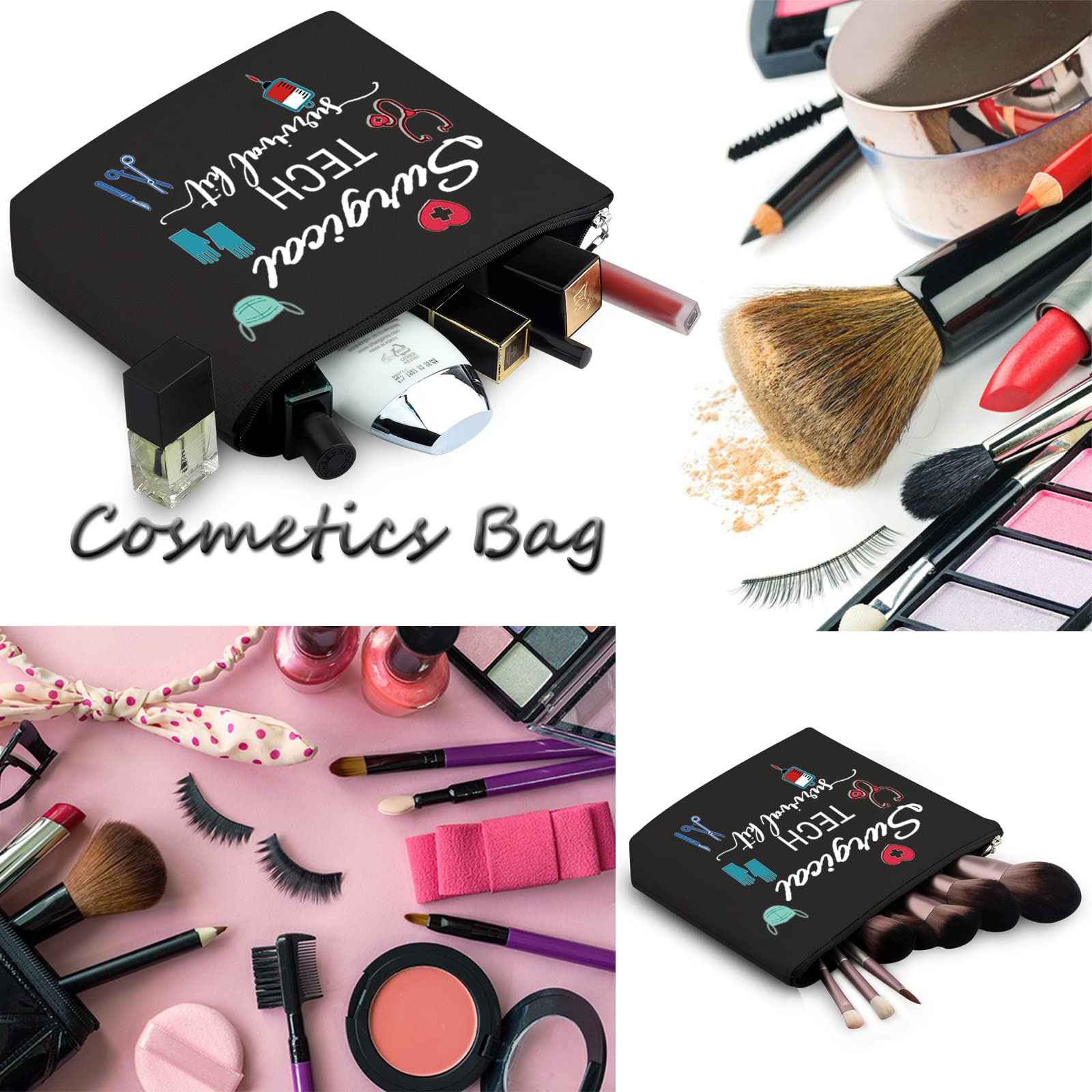 WCGXKO Surgical Tech Gift Surgical Tech Survival Kit Travel Accessories Toiletry Bag Makeup Bag (Surgical TECH black)