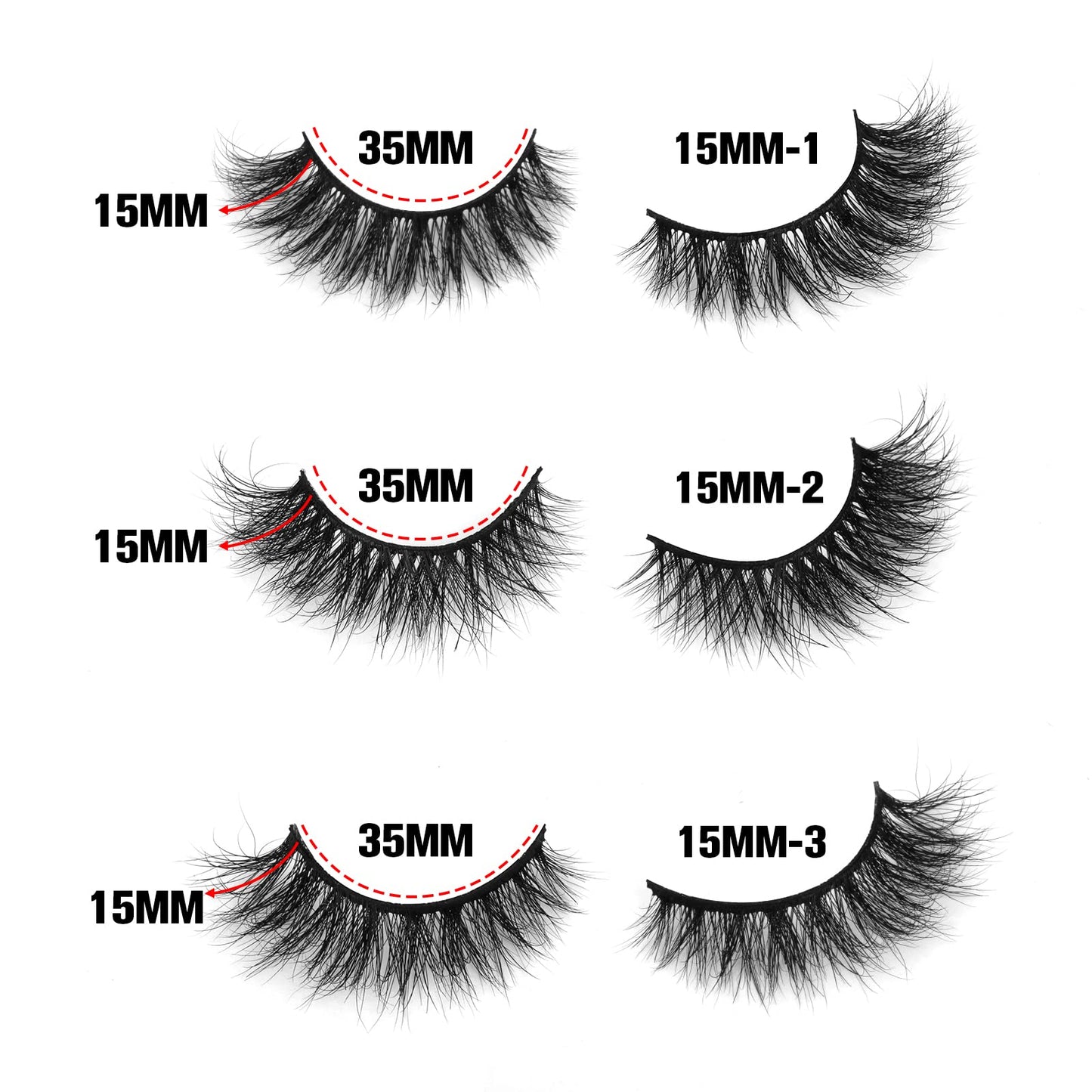 SY LASHES 15mm 3D Real Mink Lashes Natural Look Cat Eye False Eyelashes Wispy Short Fake Eye Lashes Fluffy Luxury Volume 5D Strip Eyelashes (Lucky, 3 Pairs)