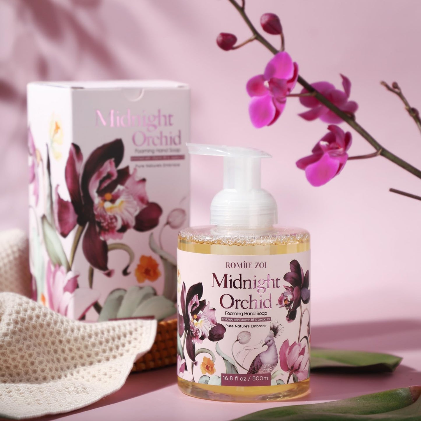 ROMIIE ZOI Foaming Hand Soap with Gift Box- Midnight Orchid - Biodegradable Formula Moisture & Revitalize - 500ml/ 16.8oz