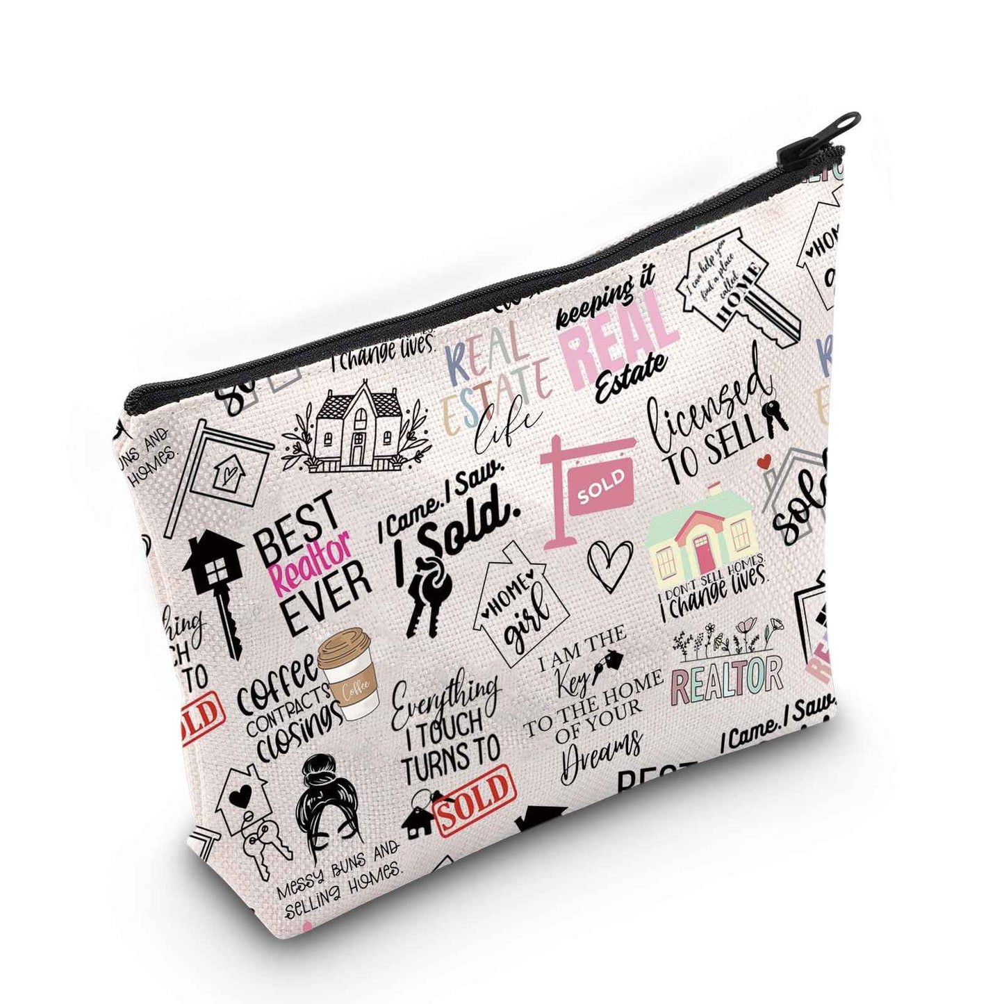 WCGXKO Novelty Realtor Gift Realtor Sayings Real Estate Life Quotes Canvas Makeup Bag (realtor)