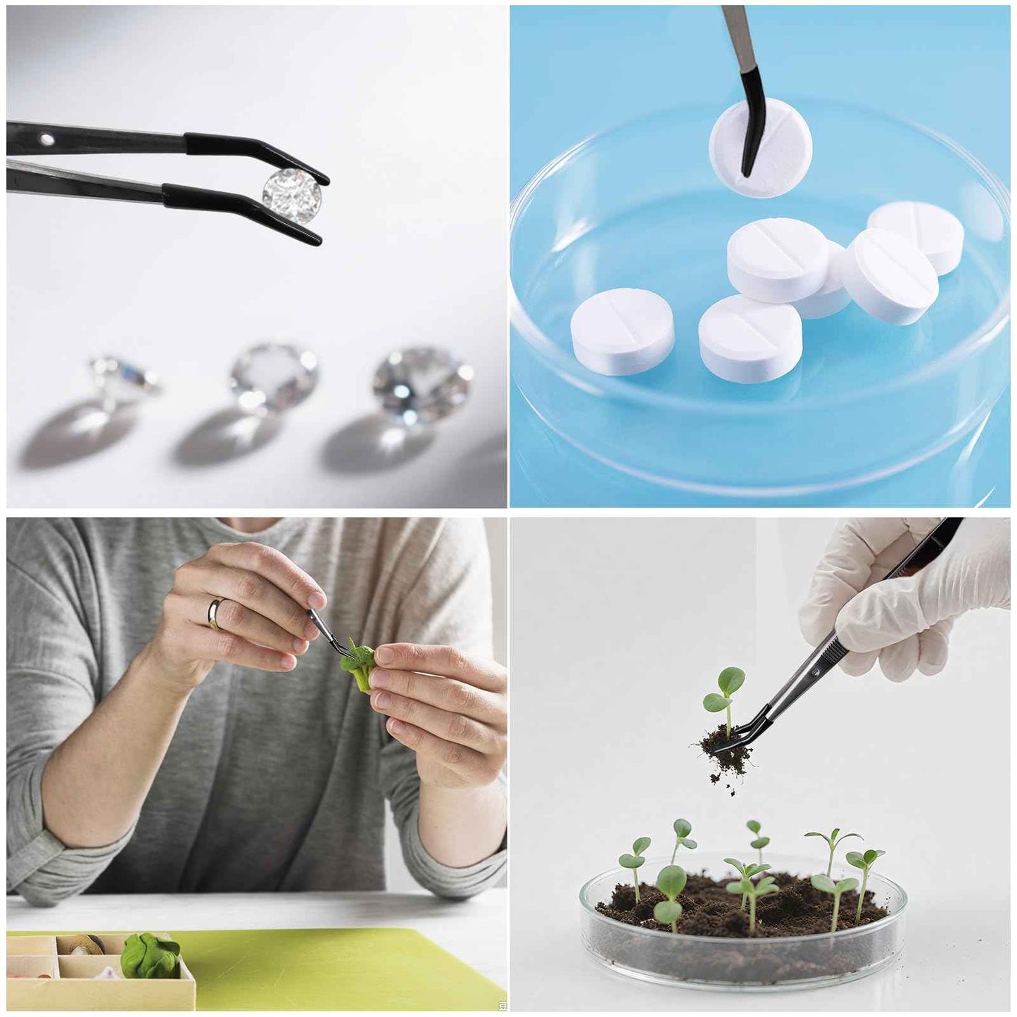 4 Pcs Stainless Steel Tweezers with Rubber Tips,Professional Precision Tweezer Set for Jewelry,Nail Art,Hobby Craft,Stamps, Beads,Jewelry Picking Tools with Soft Non Marring Tip