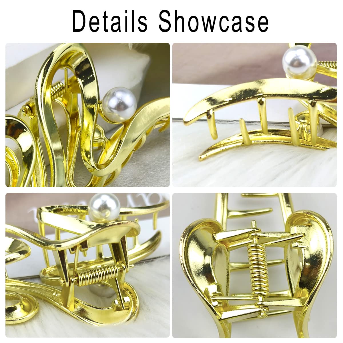 Irregular Gold Metal Hair Clips with Pearl Design - Nonslip Hair Barrette for Thick and Thin Hair, Strong Hold (gold-Pearls)