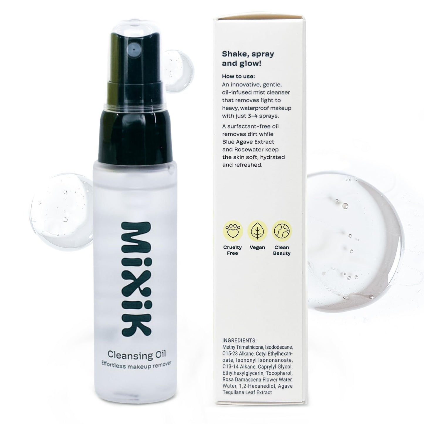 MIXIK Deep Oil Cleanser Spray - Skin Care, Makeup and Sunscreen Remover, Alcohol Free Facial Oil Cleanser Wash, Eye Makeup Remover, Surfactant Free (30 ml (1.0 fl oz) Travel Size, Travel Size)