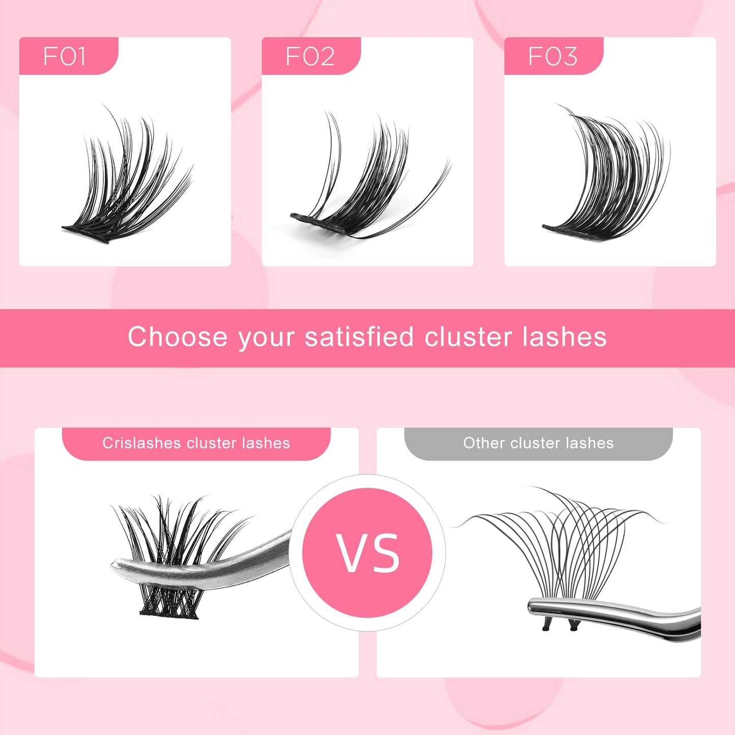 Cluster Lashes, Crislashes DIY Eyelash Extension 13 Rows, D Curl 16mm Individual Cluster Eyelashes Natural Look, 78 pcs Reusable Cluster Eyelash Extensions at Home (F03-D Curl Mix8-16mm)