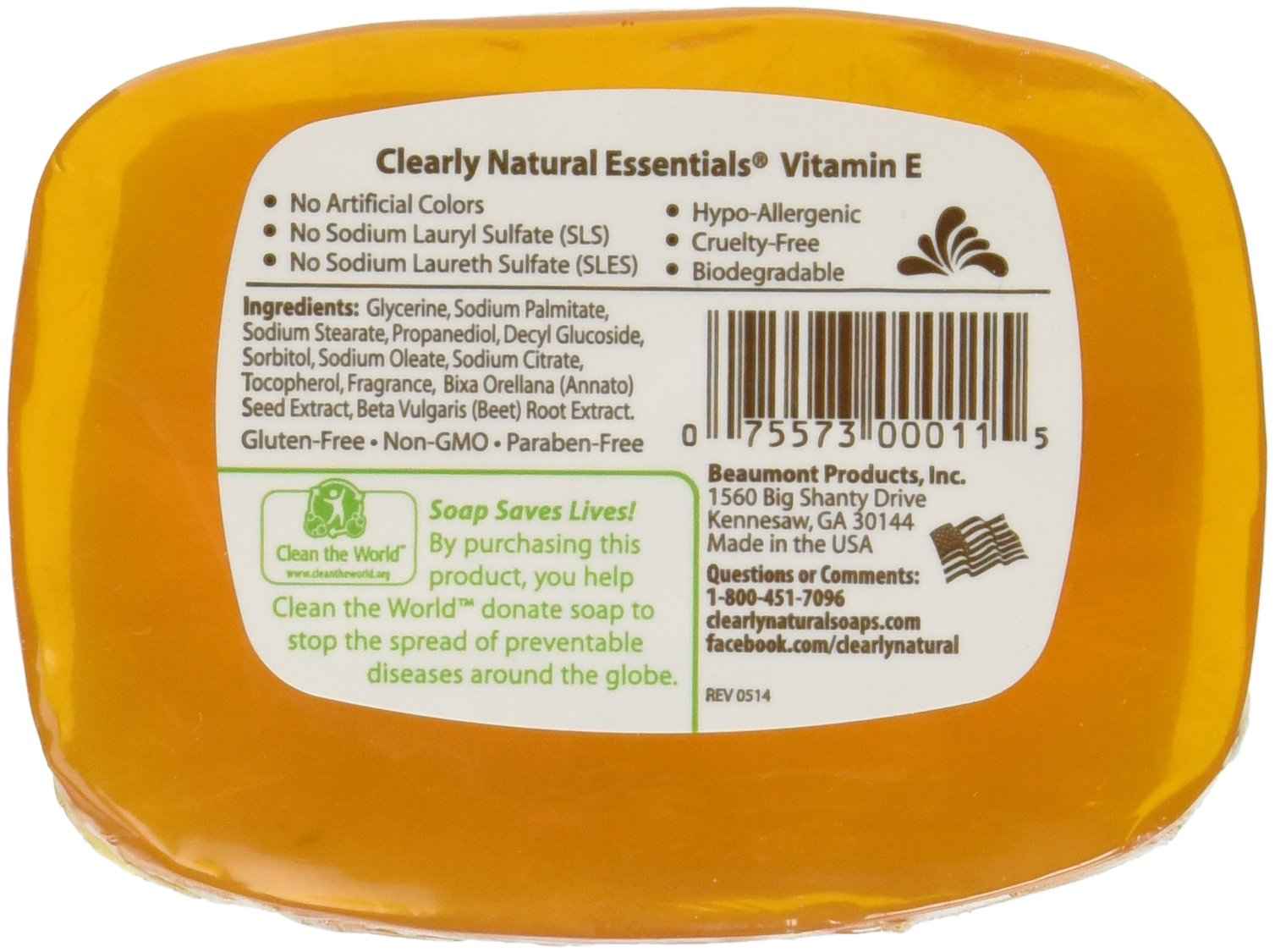 CLEARLY NATURAL BAR SOAP,GLYCERINE,VIT E, 4 OZ, 6 pack